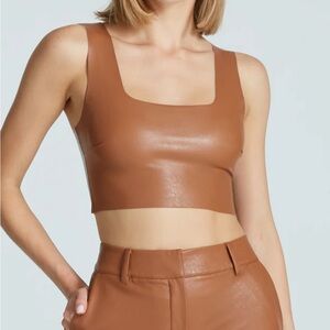 NWT Commando faux leather four way stretch crop tank, Small.